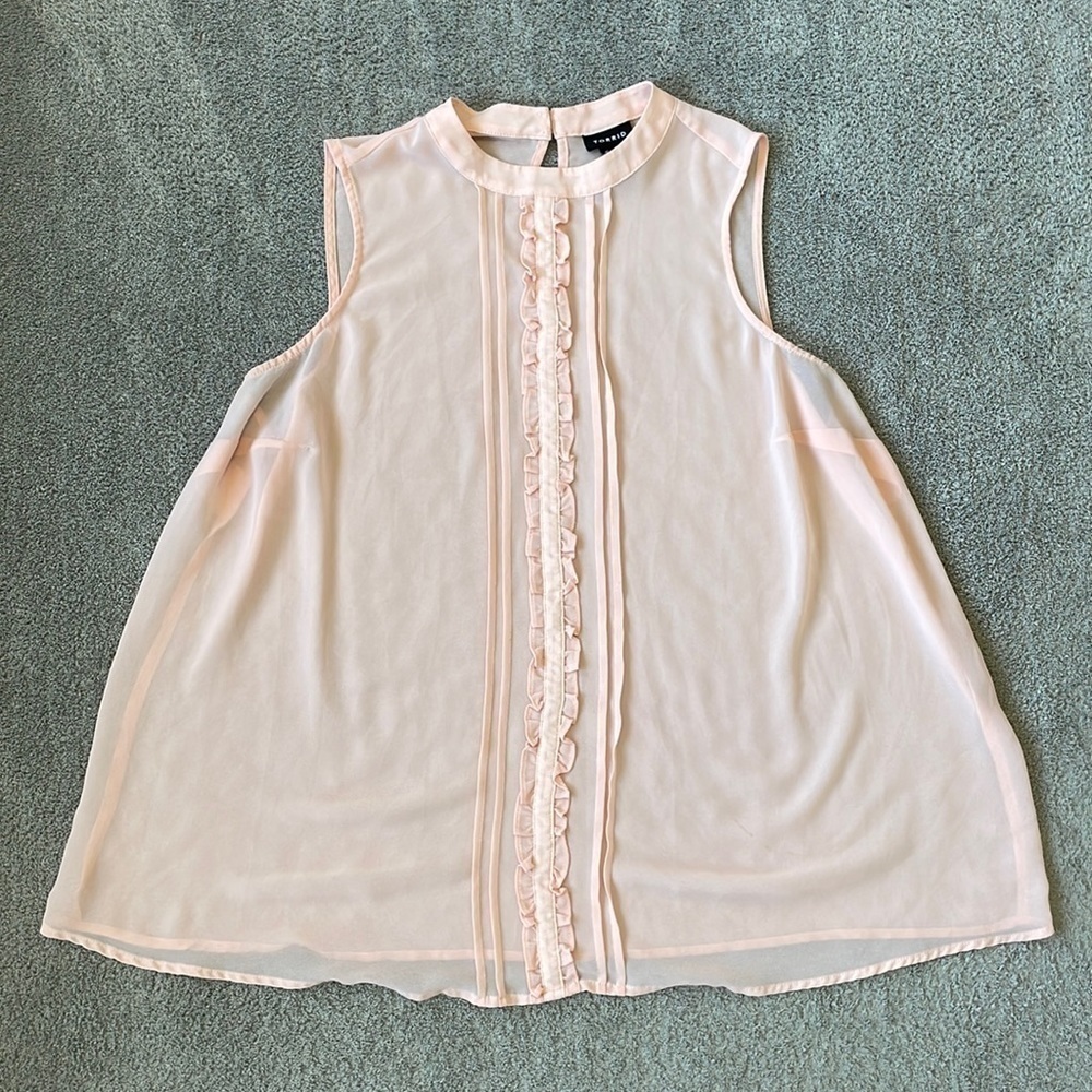 EC Torrid Pink Sleeveless Blouse with Ruffle Details - Size 2 (2X)
